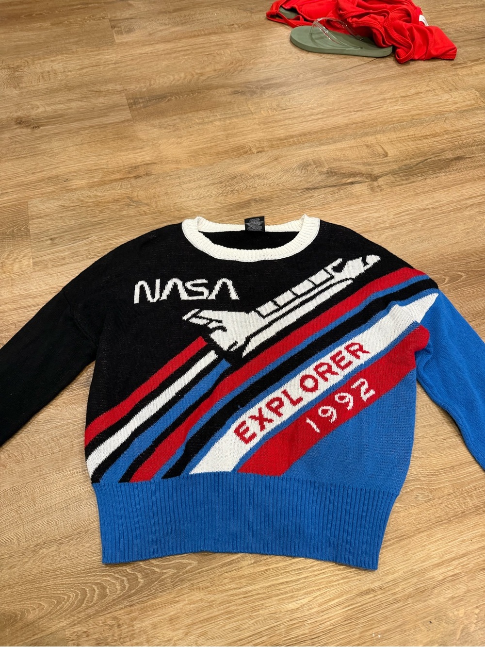 Well Worn NASA Explorer Crewneck Sweater in Black, Blue, Red, White